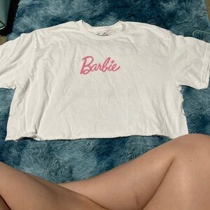 Mattel Barbie White T-Shirt with Pink Logo